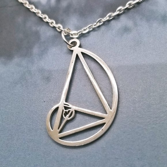 Fibonacci Spiral Sacred Geometry Silver Necklace - Picture 2 of 3
